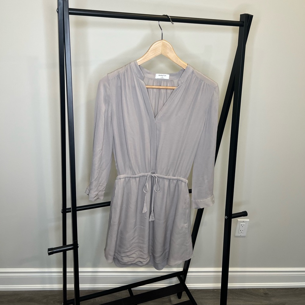 Taupe Button Up Waist Cinched Dress